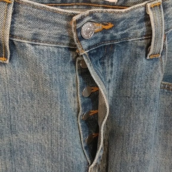 Levi's Strauss 90s Y2K Mens Straight Button Fly Blue Denim Jeans Size W34 L32 - Picture 10 of 12